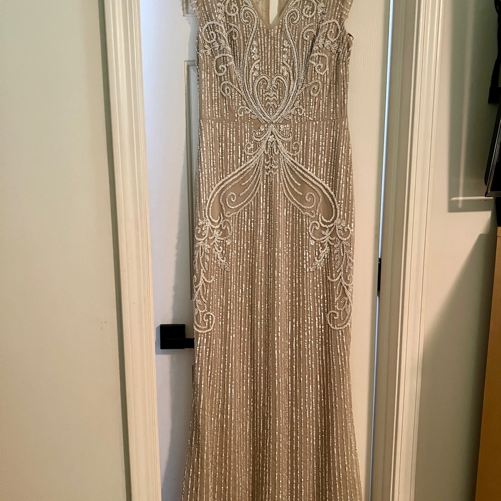 BHLDN Sanders Beaded Dress Size 10 Ivory Champagne Formal Gown